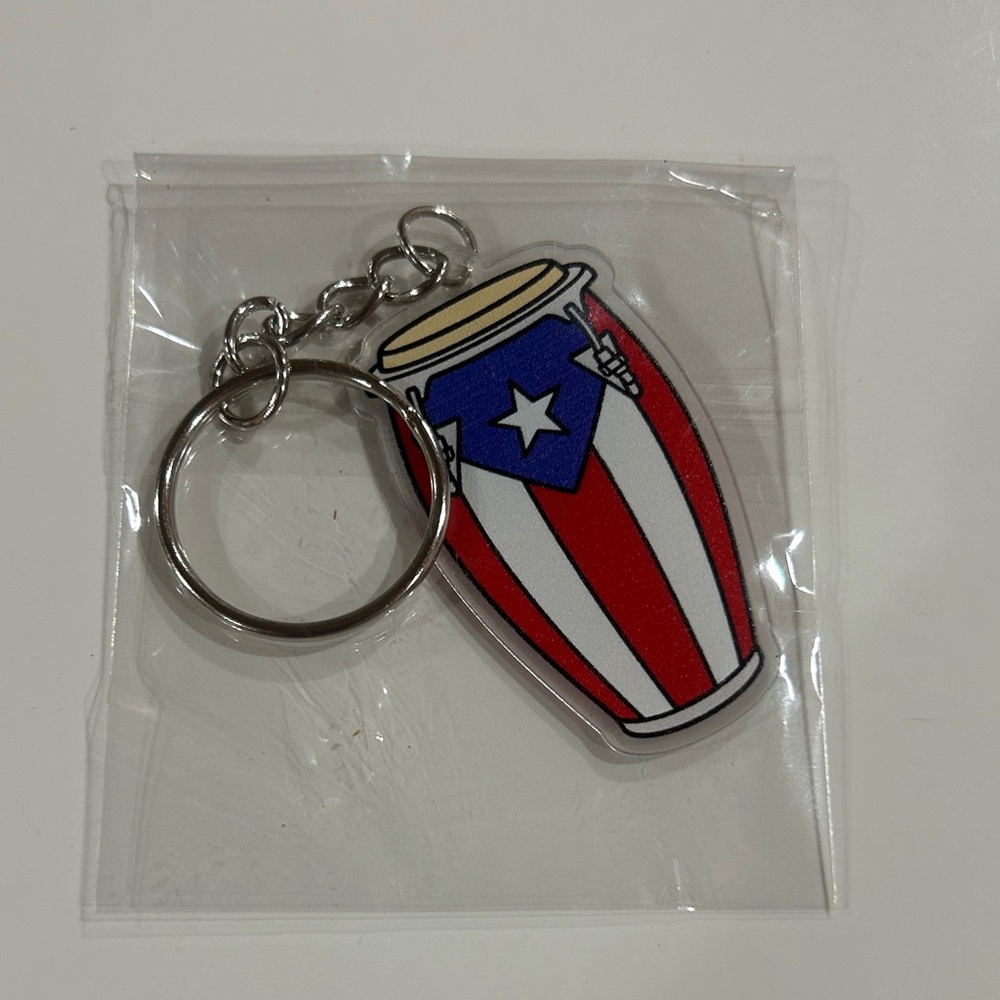 Puerto Rican Flag Drum Keychain
